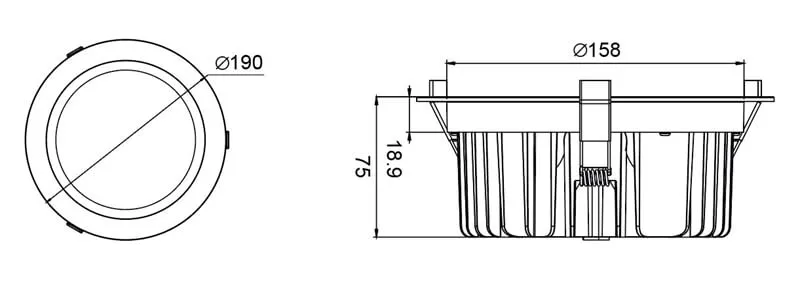 Downlighter Spot 190mm 20W 60° 3000K zwart - Afbeelding 5