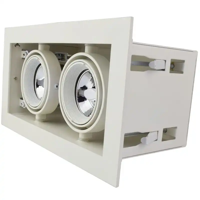 Dubbel Inbouwarmatuur MR16 190×90 mm wit trimless of rand - Afbeelding 2