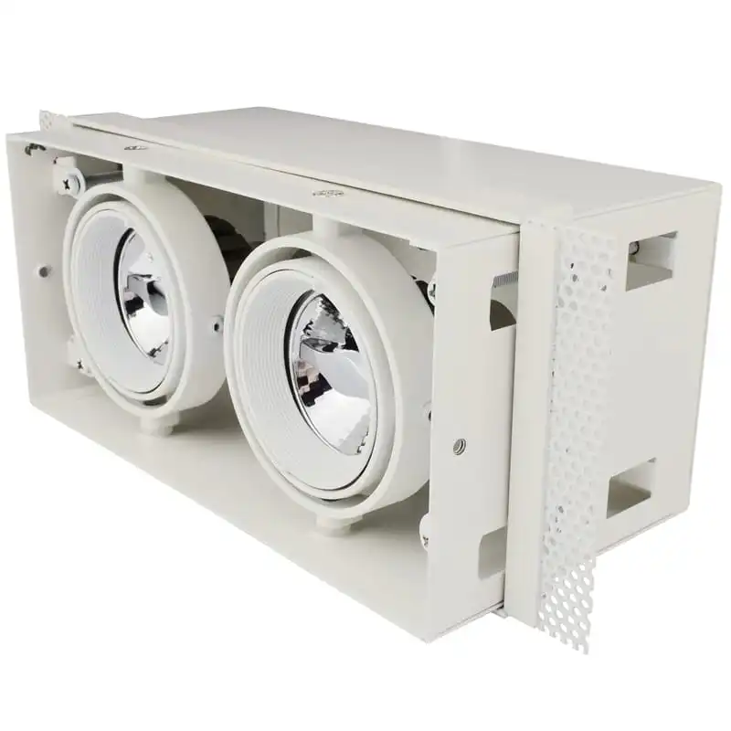 Dubbel Inbouwarmatuur MR16 190×90 mm wit trimless of rand - Afbeelding 3