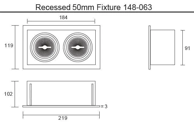 Dubbel Inbouwarmatuur MR16 190×90 mm wit trimless of rand - Afbeelding 8
