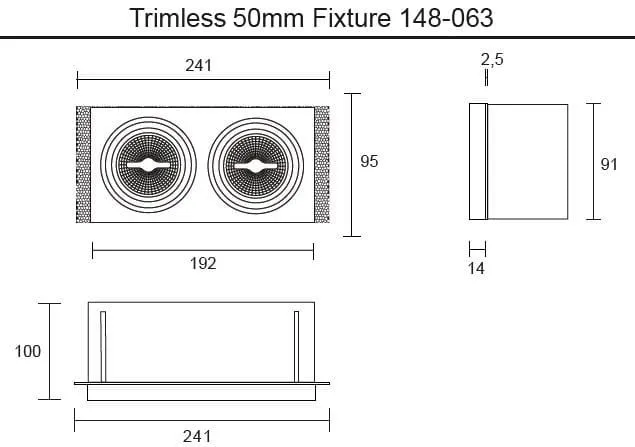 Dubbel Inbouwarmatuur MR16 190×90 mm wit trimless of rand - Afbeelding 9