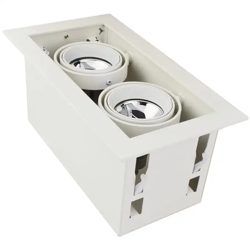 Dubbel Inbouwarmatuur MR16 190×90 mm wit trimless of rand - Afbeelding 4