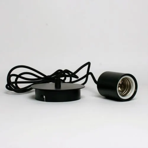 Fitting E40 zwart met plafondplaat 12cm - Afbeelding 2