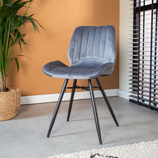 Fluweel eetkamerstoelen met kuip - Afbeelding 2