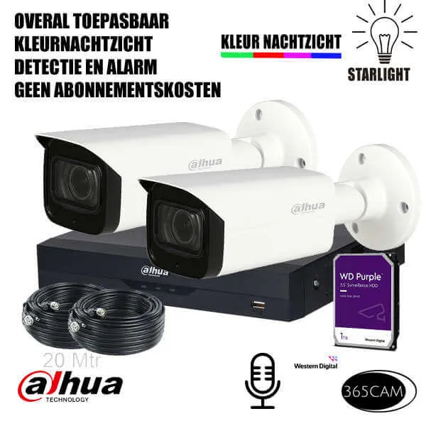 Camera set met 2x 8MP camera. Bullet 4K set 100 meter nachtzicht - Afbeelding 2