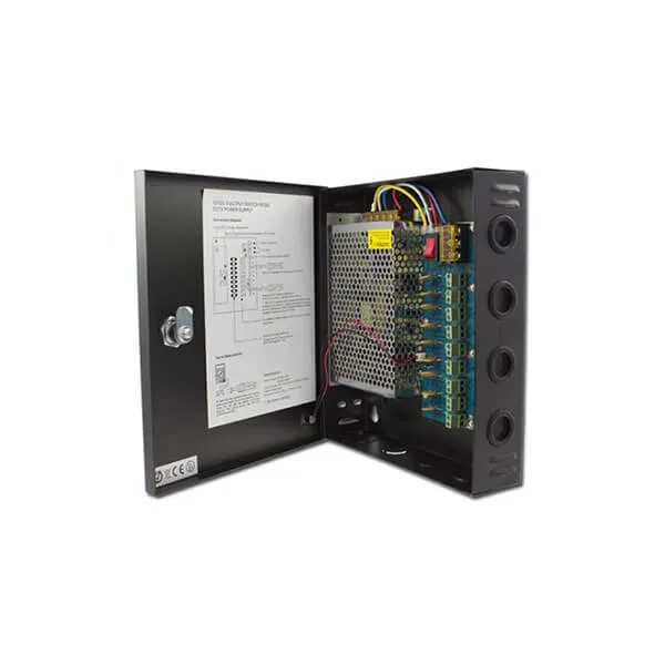 Voeding in kast bewakingscamera. 12 volt 15A 9x aansluiting - Afbeelding 2